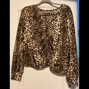 EXPRESS Leopard Cropped Blouse